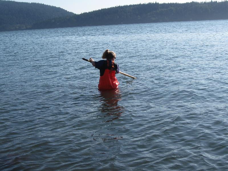 Jamie Mattson water quality sampling  in response to sewer spill.