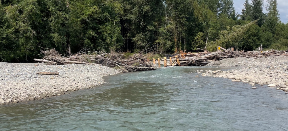 Lower Fobes "Array" and new "Wood Racking Fence". These structures were field fit to help direct flow away from valuable Fobes Creek cool water temperature signature.