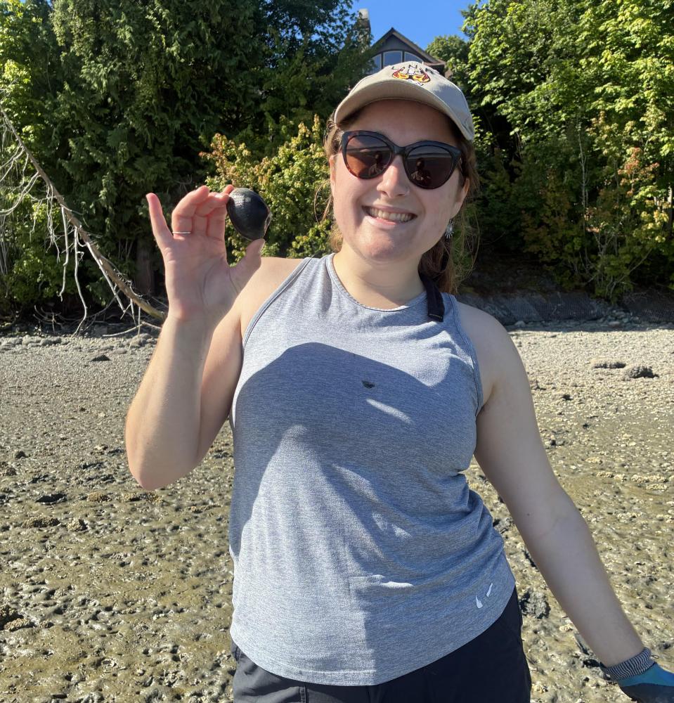 Emily at Semiahmoo Manila clam survey.