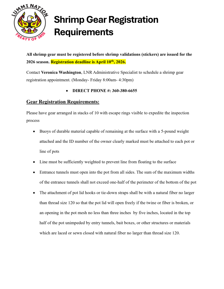 Shrimp Gear Registrations March, 2026